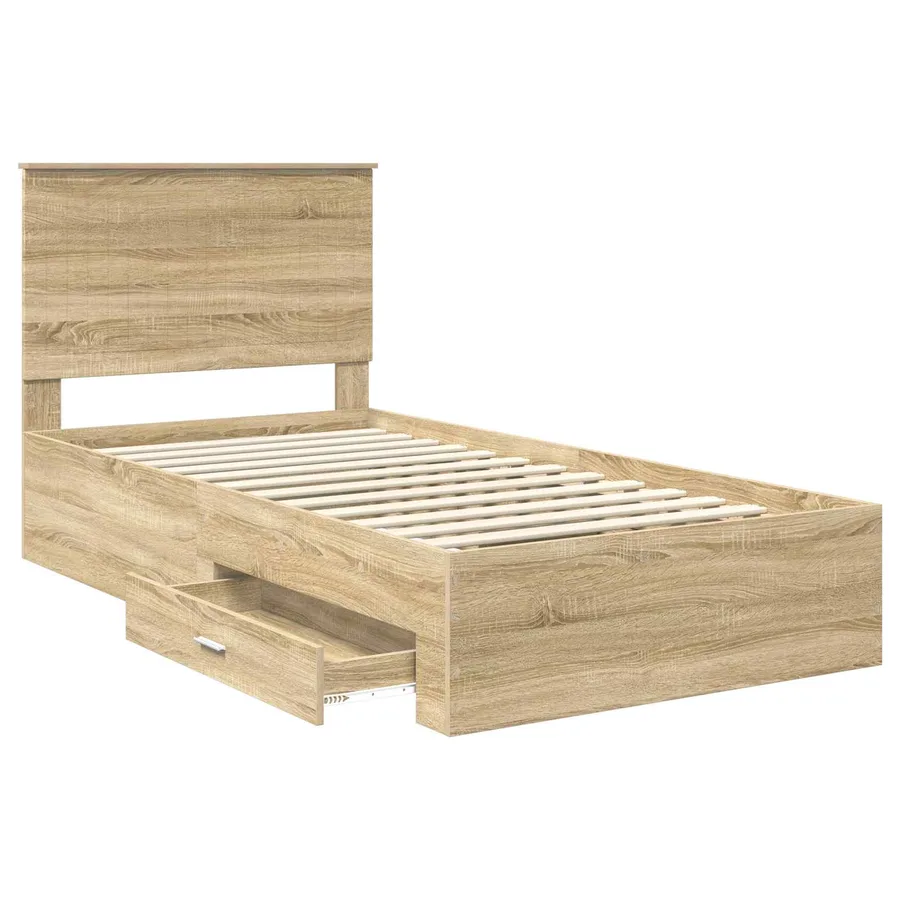 Cadre de lit Chêne Sonoma 100 x 200 cm Bois d'ingénierie - 5