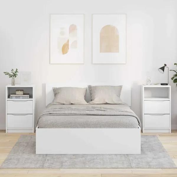 Tables de chevet 2 pcs Blanc 40 x 30 x 467 cm Bois d'ingénierie