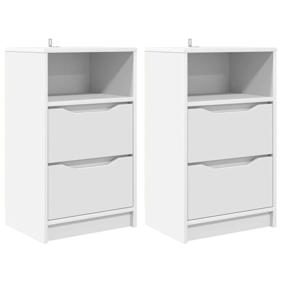 Tables de chevet 2 pcs Blanc 40 x 30 x 467 cm Bois d'ingénierie - 2