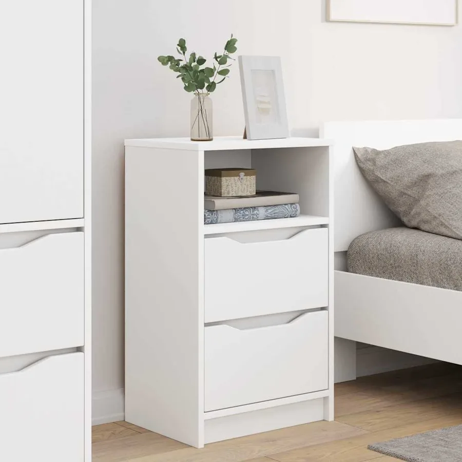 Tables de chevet 2 pcs Blanc 40 x 30 x 467 cm Bois d'ingénierie - 4