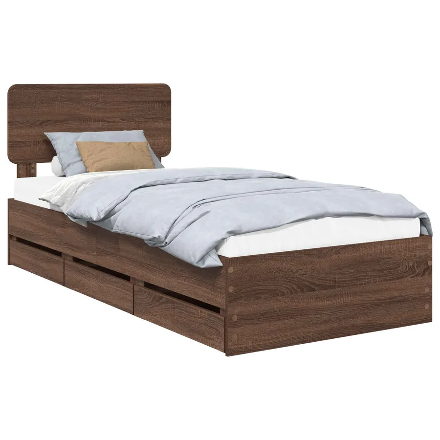 Cadre de lit Chêne brun 90 x 200 cm Bois d’ingénierie - 2