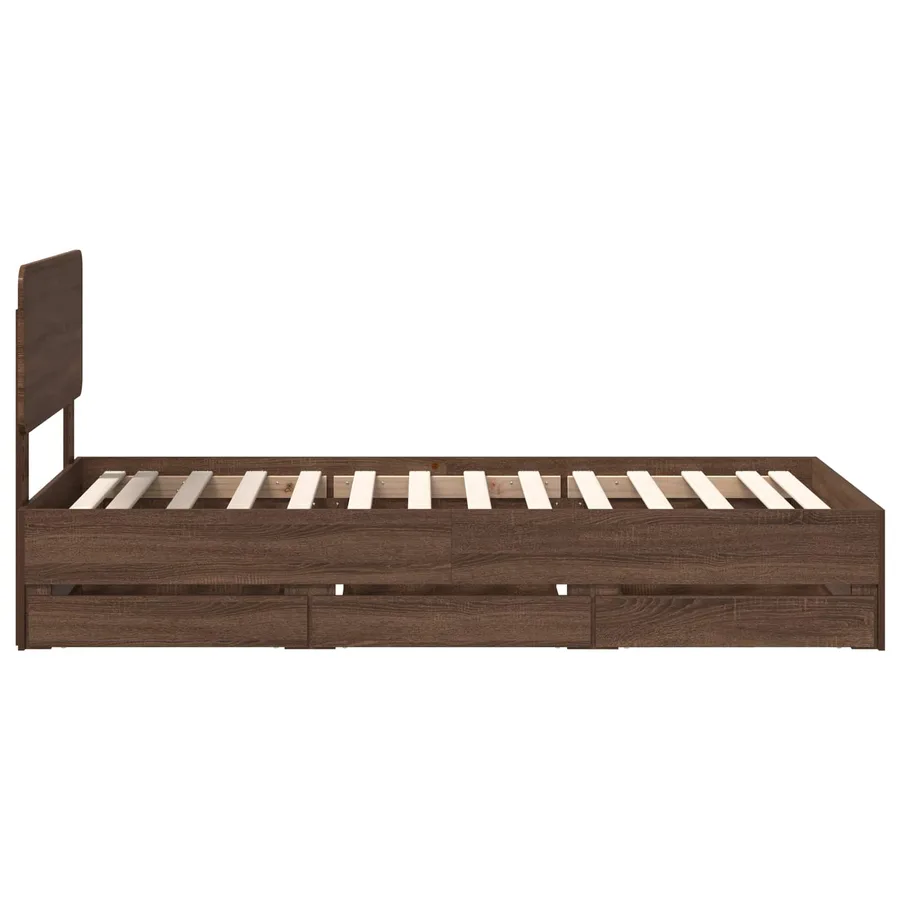 Cadre de lit Chêne brun 90 x 200 cm Bois d’ingénierie - 9