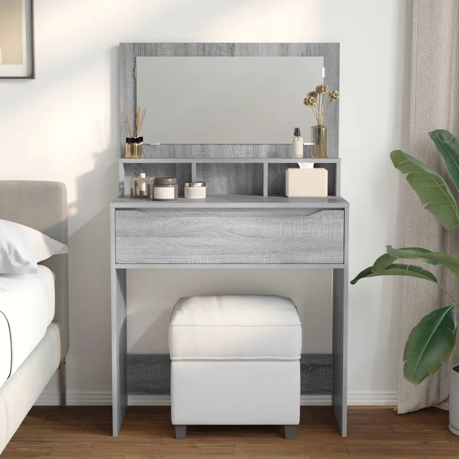 Tables de maquillage pour chambre avec tiroir Gris Sonoma - 4