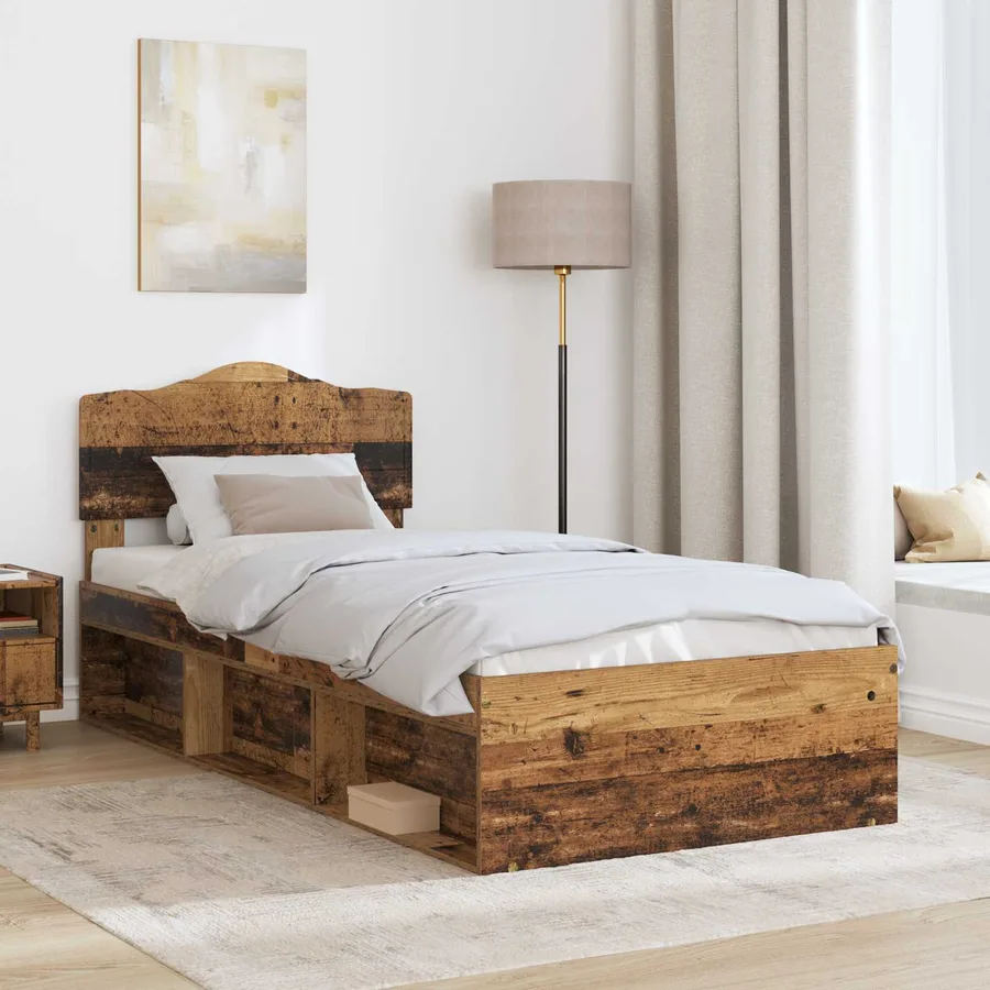 Cadre de lit Bois ancien 100 x 200 cm Bois de pin massif - 3