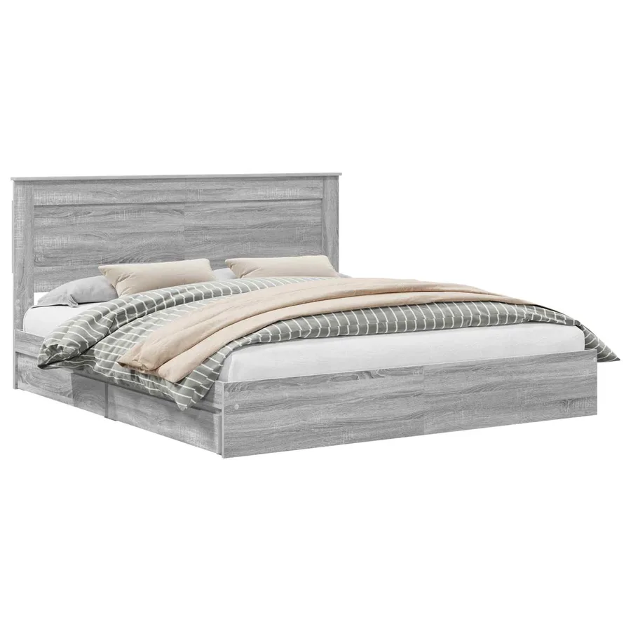 Lit de Rangement Gris Sonoma 200 x 200 cm Bois d'ingénierie - 2