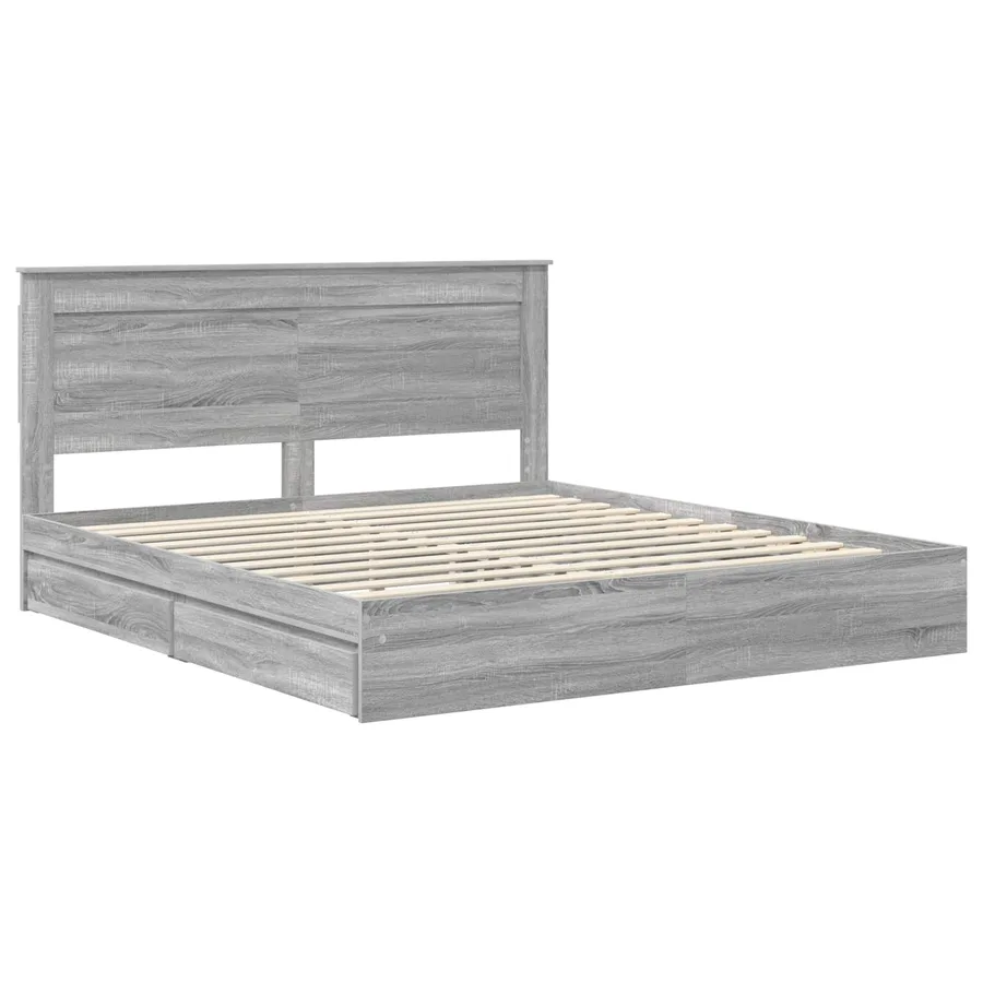 Lit de Rangement Gris Sonoma 200 x 200 cm Bois d'ingénierie - 4