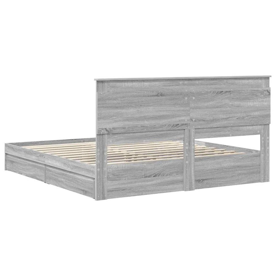 Lit de Rangement Gris Sonoma 200 x 200 cm Bois d'ingénierie - 8