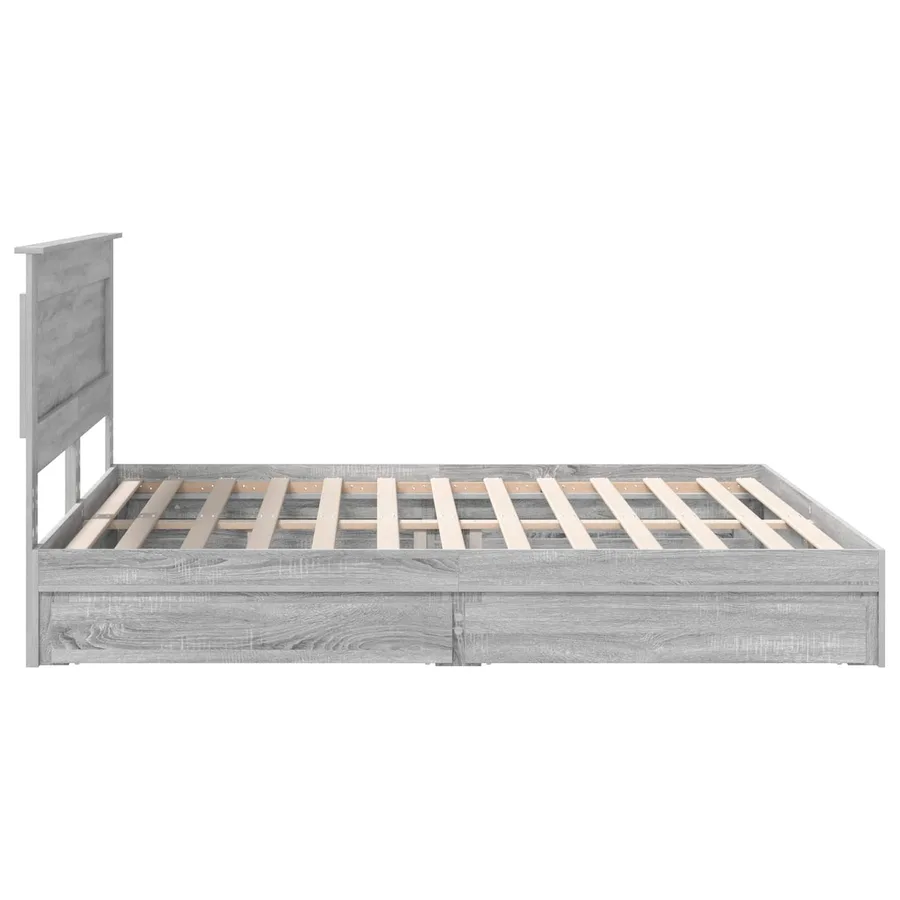 Lit de Rangement Gris Sonoma 200 x 200 cm Bois d'ingénierie - 9