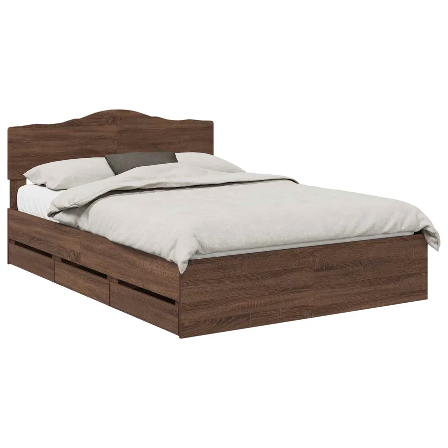 Cadre de lit Chêne brun 150 x 200 cm Bois Ingénierie - 2