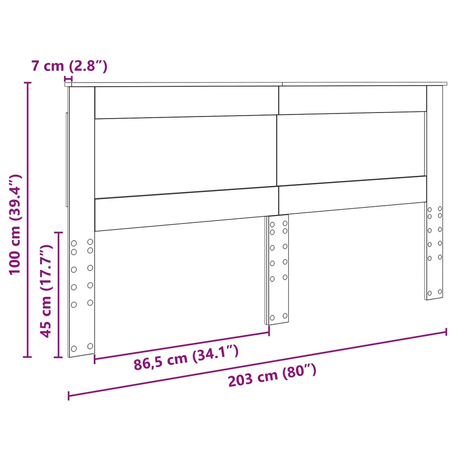 Tête de lit Chêne noir 200 cm Bois d'ingénierie - 8