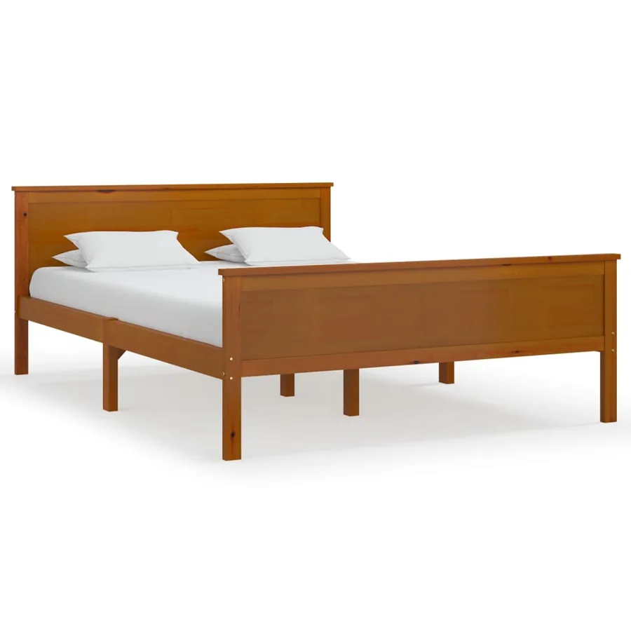 Cadre de lit sans matelas marron miel pin massif 160x200 cm - 2