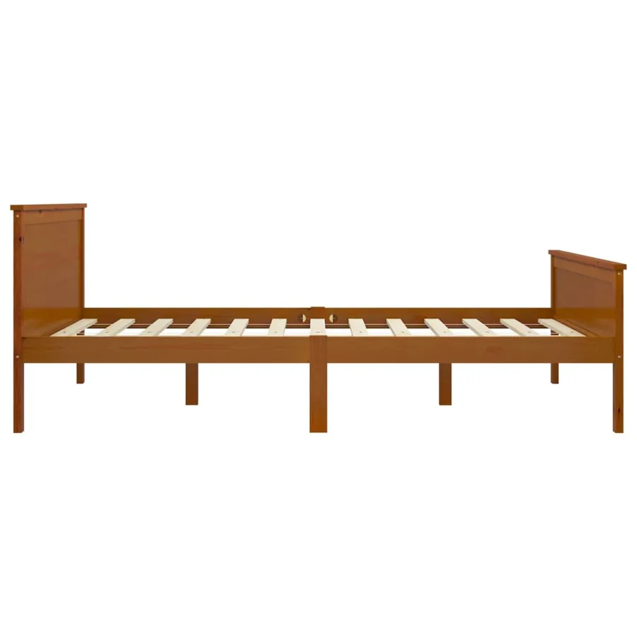 Cadre de lit sans matelas marron miel pin massif 160x200 cm - 4
