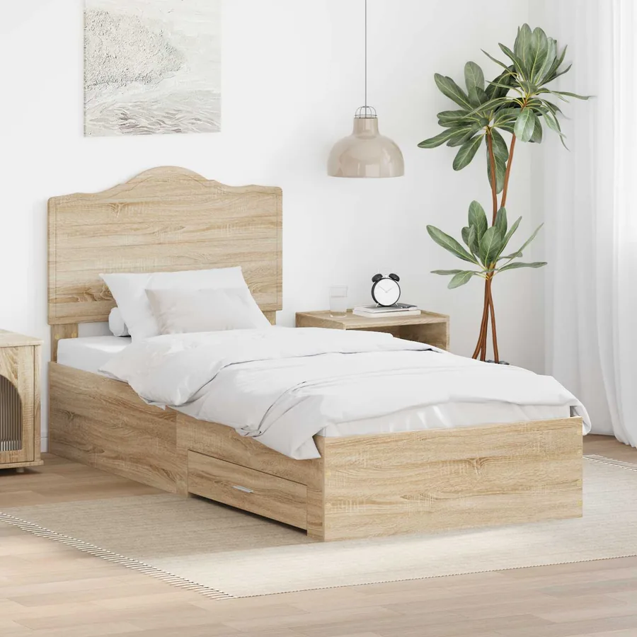 Cadre de lit Chêne Sonoma 100 x 200 cm Bois d'ingénierie