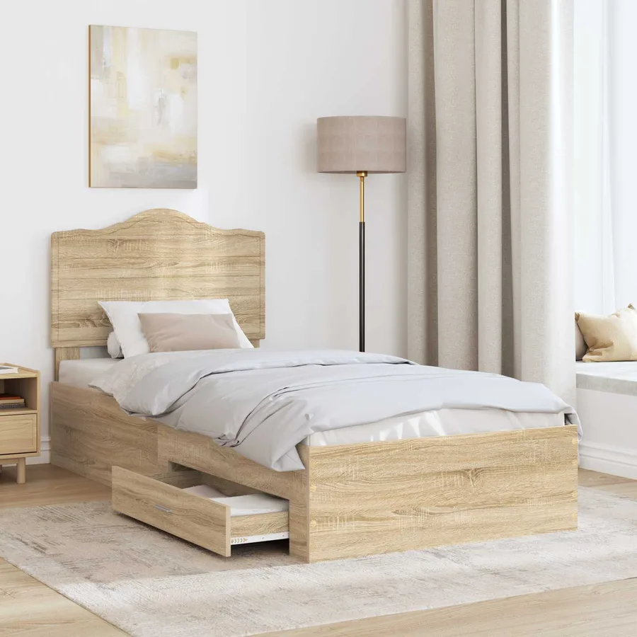 Cadre de lit Chêne Sonoma 100 x 200 cm Bois d'ingénierie - 3