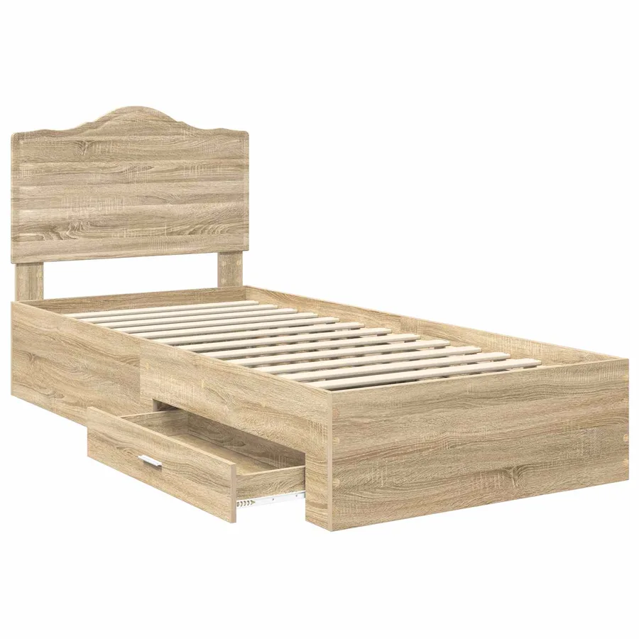 Cadre de lit Chêne Sonoma 100 x 200 cm Bois d'ingénierie - 5