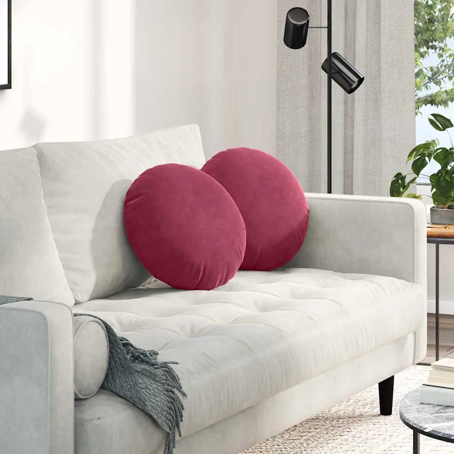Coussins de siège 2 pcs Bordeaux Ø 40 x 13 cm Velours