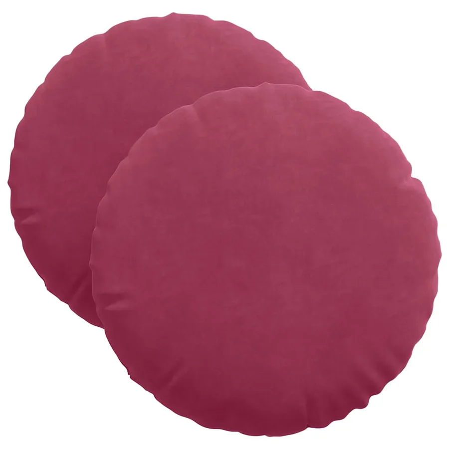 Coussins de siège 2 pcs Bordeaux Ø 40 x 13 cm Velours - 2