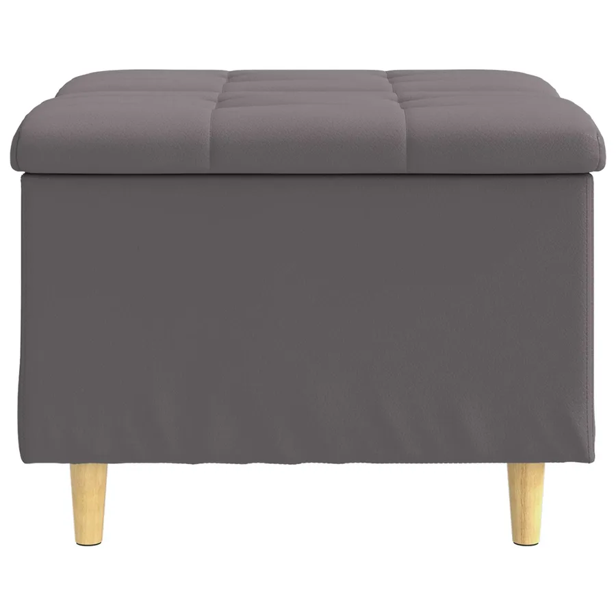 Pouf de rangement avec coussin Gris 60 x 60 x 45 cm Simili cuir - 6