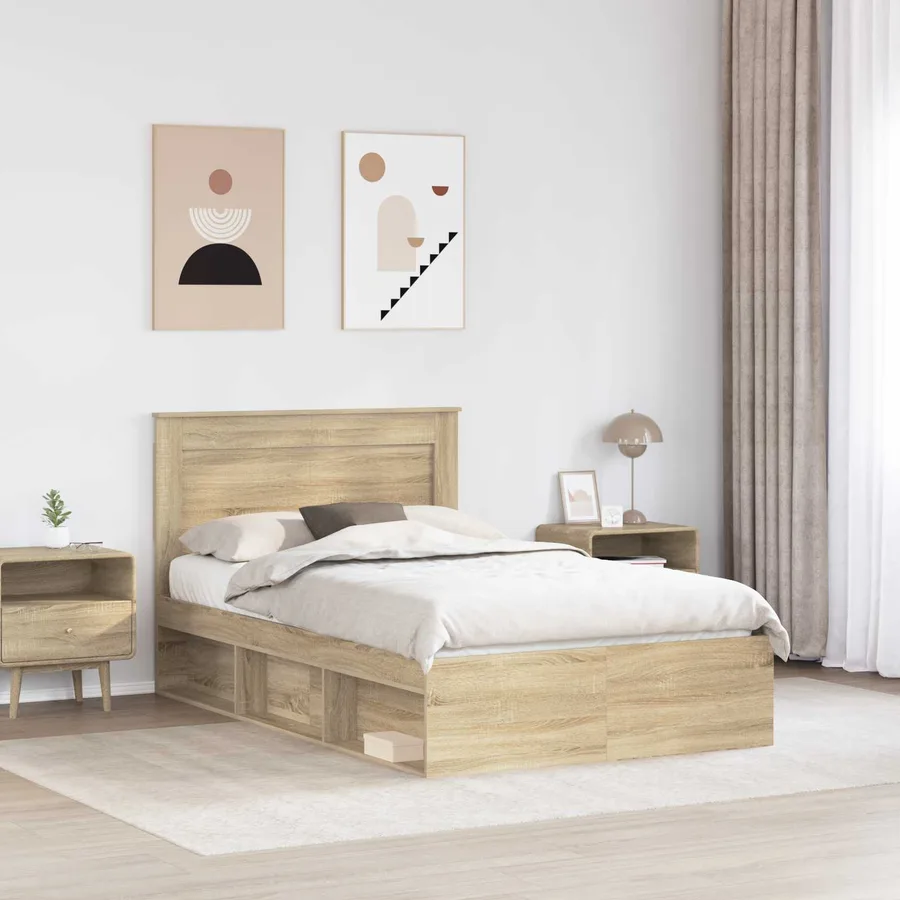 Cadre de lit avec tête de lit Sonoma 120 x 190 cm Pin massif - 3