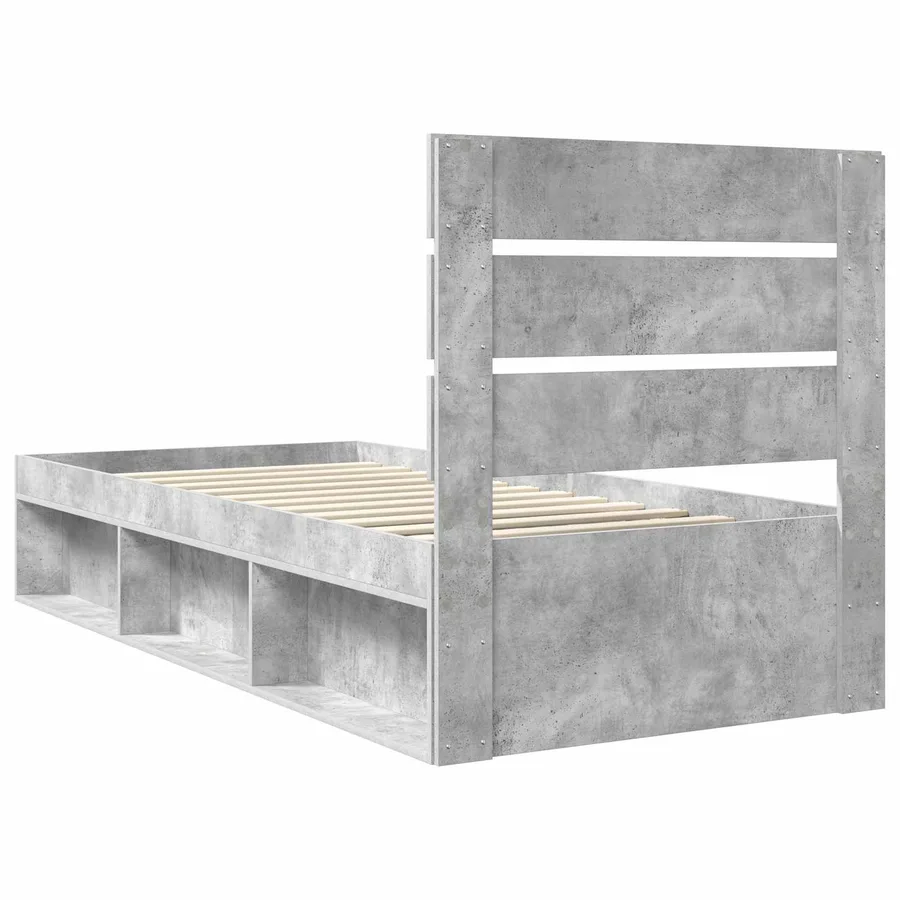 Cadre de lit Gris Béton 90 x 190 cm Bois de pin massif - 9