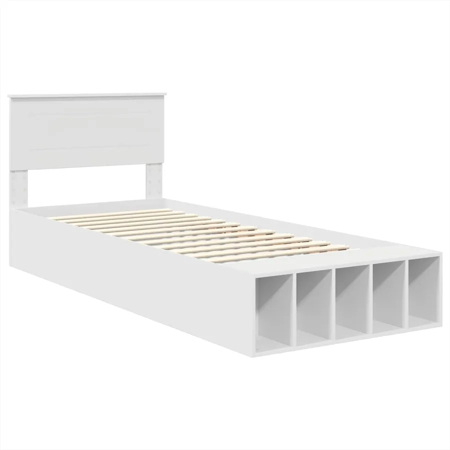 Cadre de lit avec étagère Blanc 100 x 200 cm Bois d'ingénierie - 4