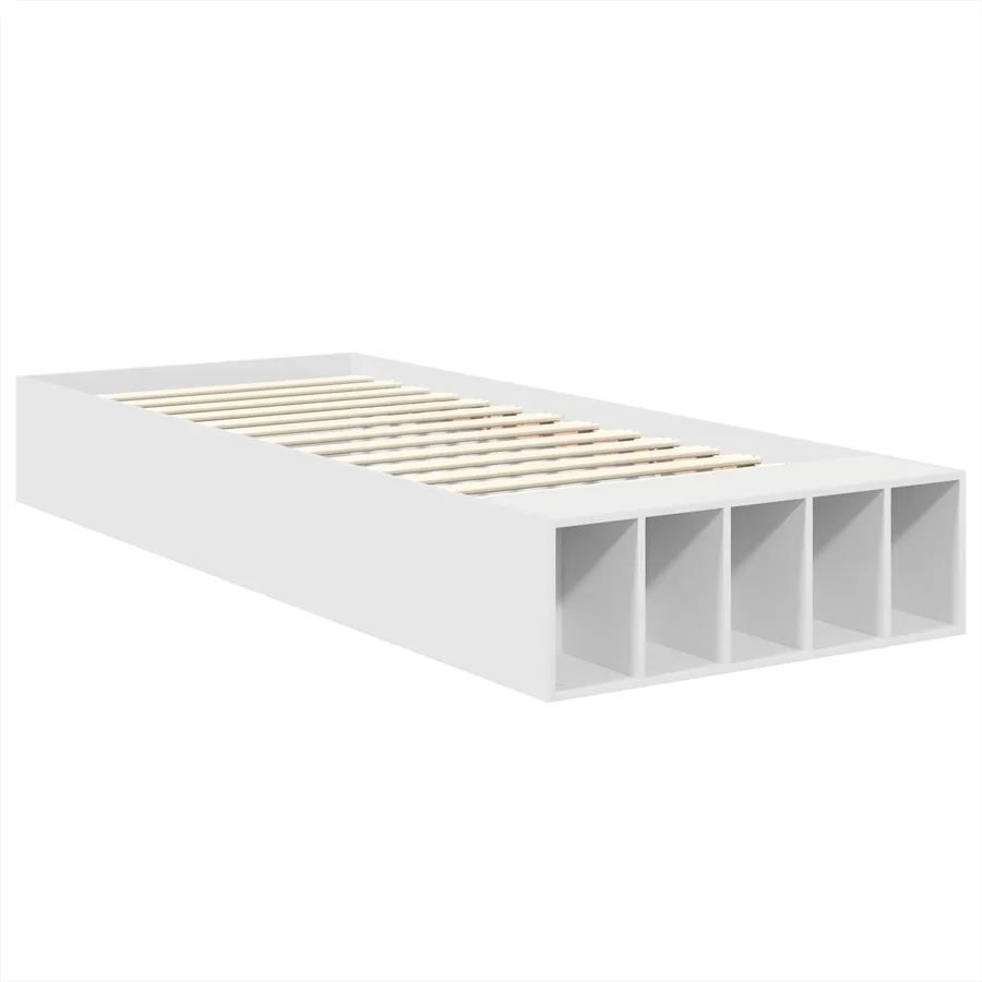 Cadre de lit avec étagère Blanc 100 x 200 cm Bois d'ingénierie - 5