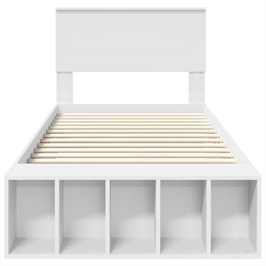 Cadre de lit avec étagère Blanc 100 x 200 cm Bois d'ingénierie - 7