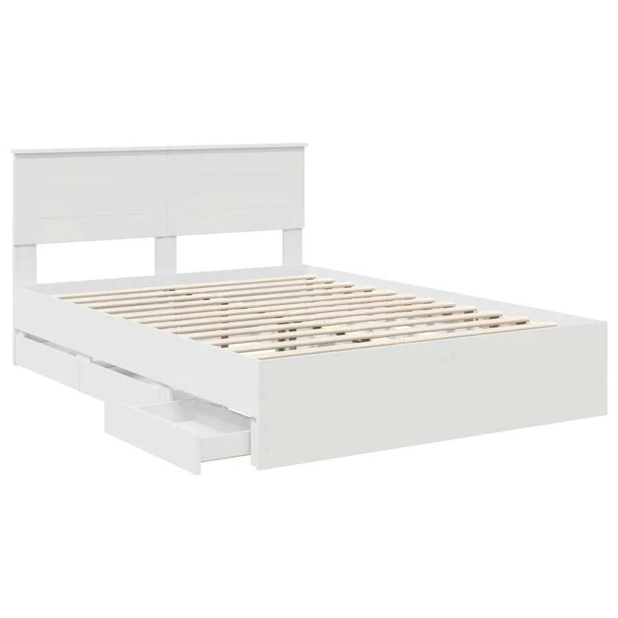 Cadre de lit avec tiroir Blanc 160 x 200 cm Bois Ingénierie - 5
