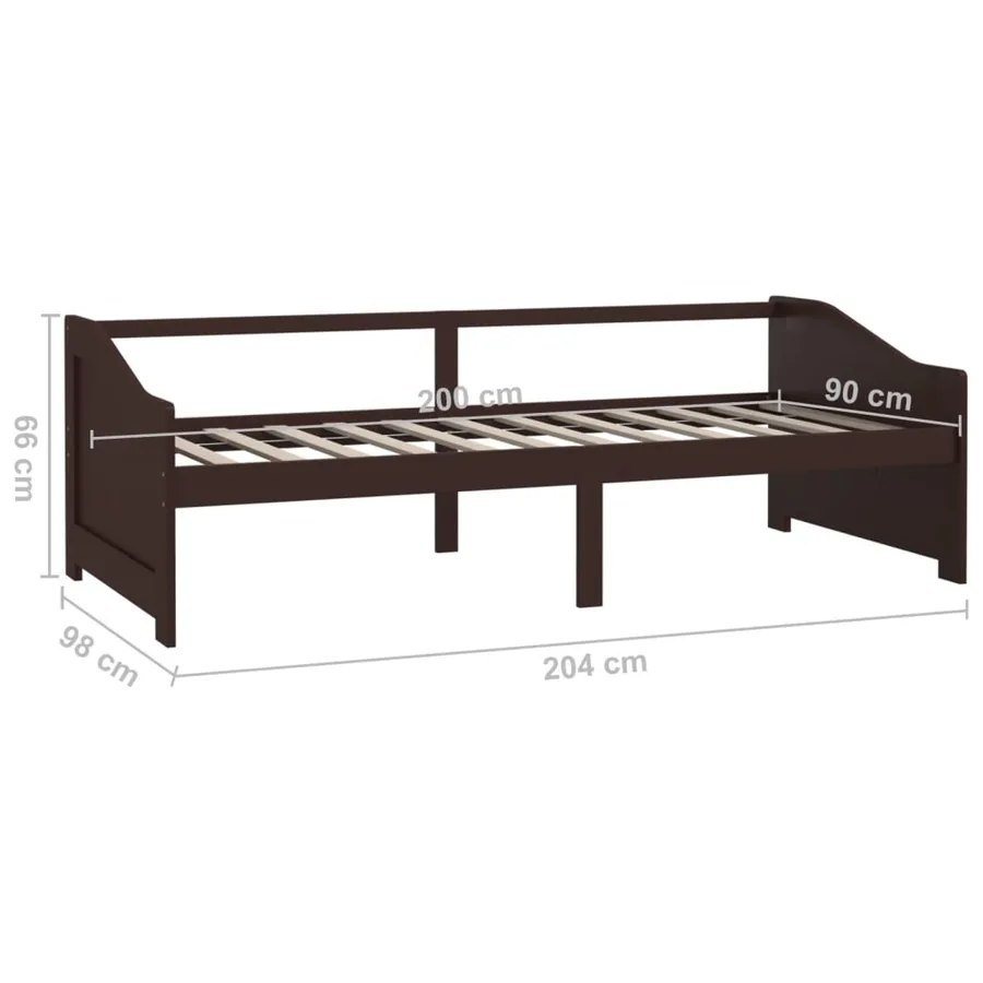 Lit de repos 3 places sans matelas Marron foncé 90x200 cm - 8