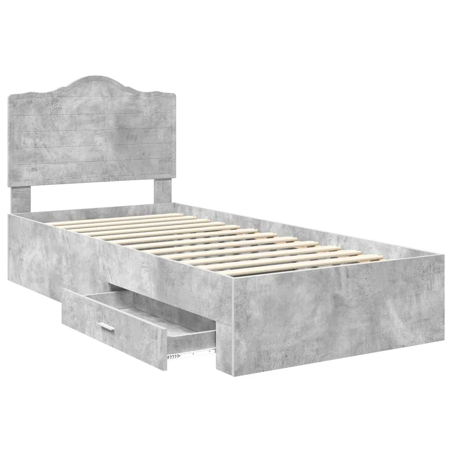 Cadre de lit Gris béton 70 x 190 cm Bois d'ingénierie - 5