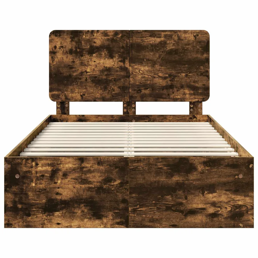 Cadre de lit Chêne fumé 135 x 190 cm Bois de pin massif - 7