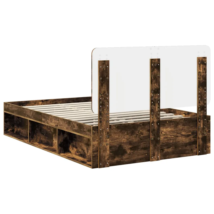 Cadre de lit Chêne fumé 135 x 190 cm Bois de pin massif - 9