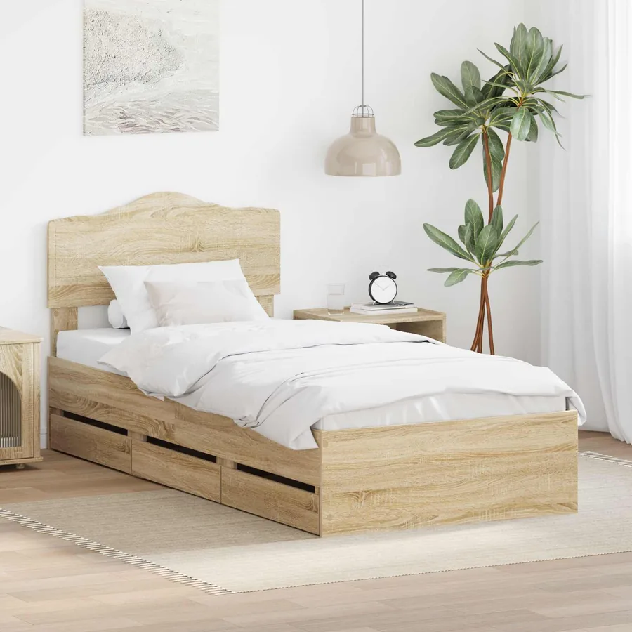 Cadre de lit Chêne Sonoma 100 x 200 cm Bois Ingénierie
