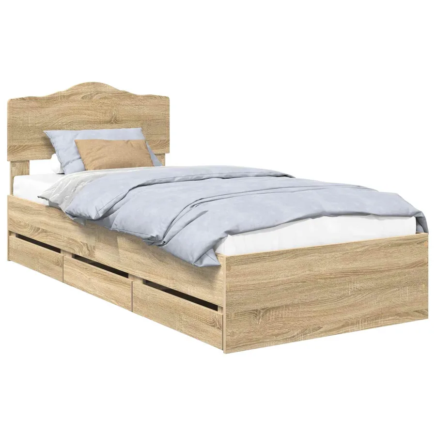 Cadre de lit Chêne Sonoma 100 x 200 cm Bois Ingénierie - 2