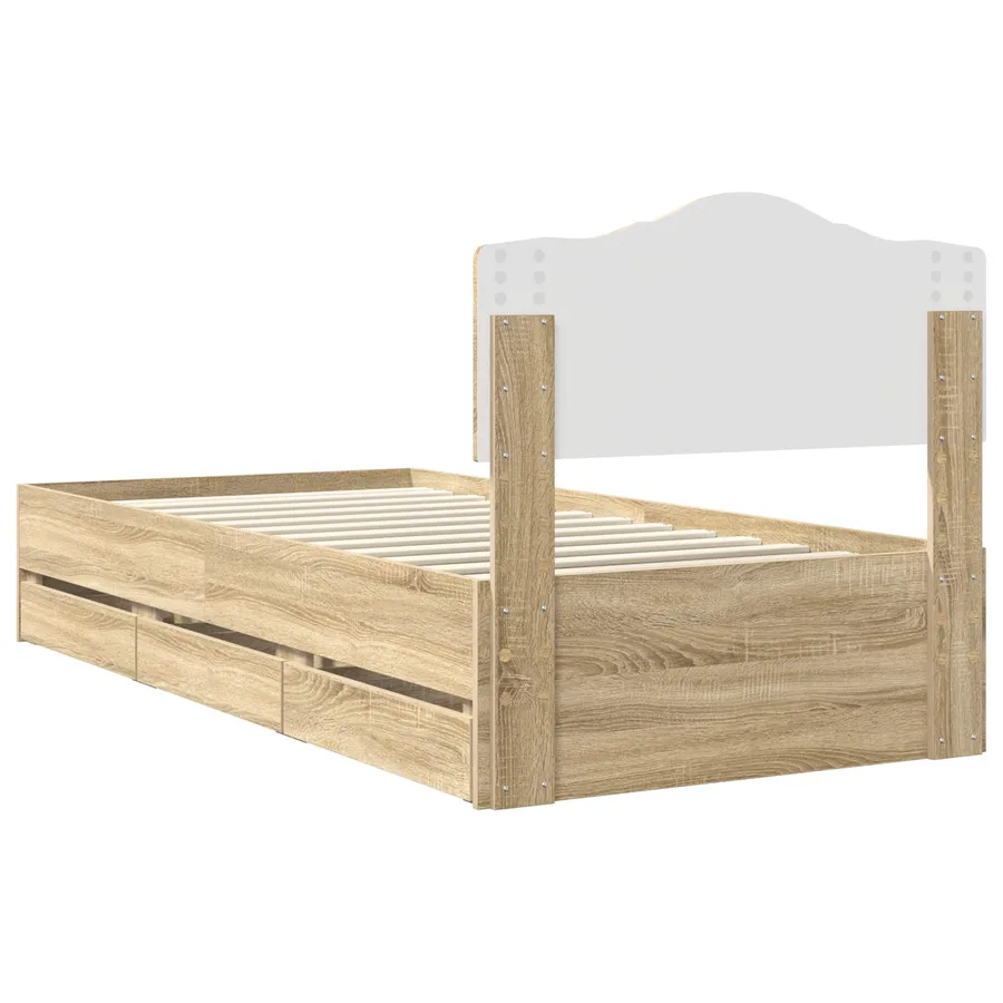 Cadre de lit Chêne Sonoma 100 x 200 cm Bois Ingénierie - 8