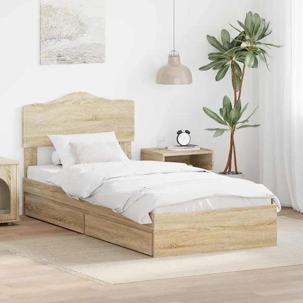 Lit de Rangement Chêne Sonoma 100 x 200 cm Bois d'ingénierie