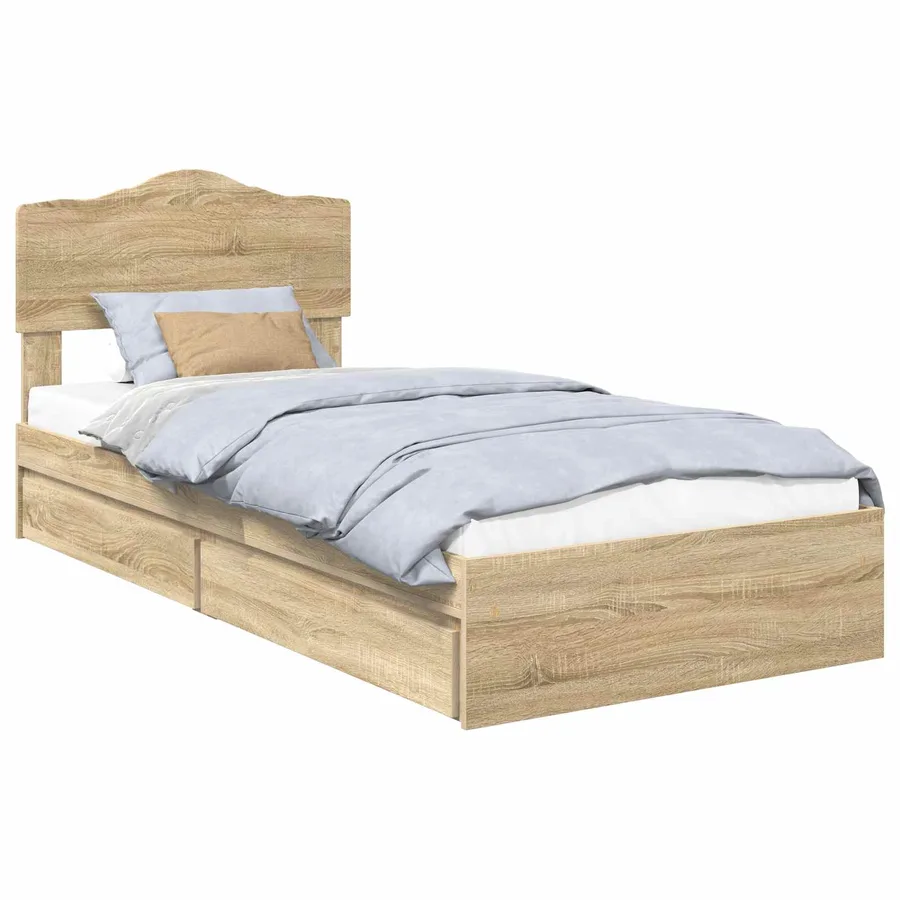 Lit de Rangement Chêne Sonoma 100 x 200 cm Bois d'ingénierie - 2