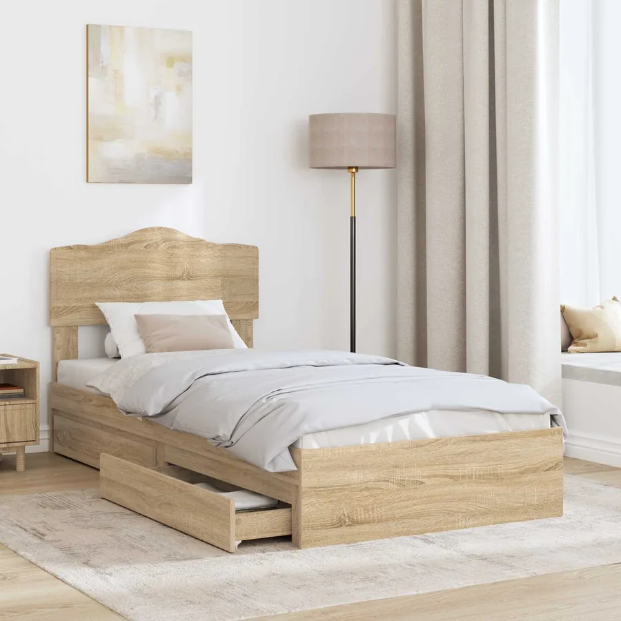 Lit de Rangement Chêne Sonoma 100 x 200 cm Bois d'ingénierie - 3
