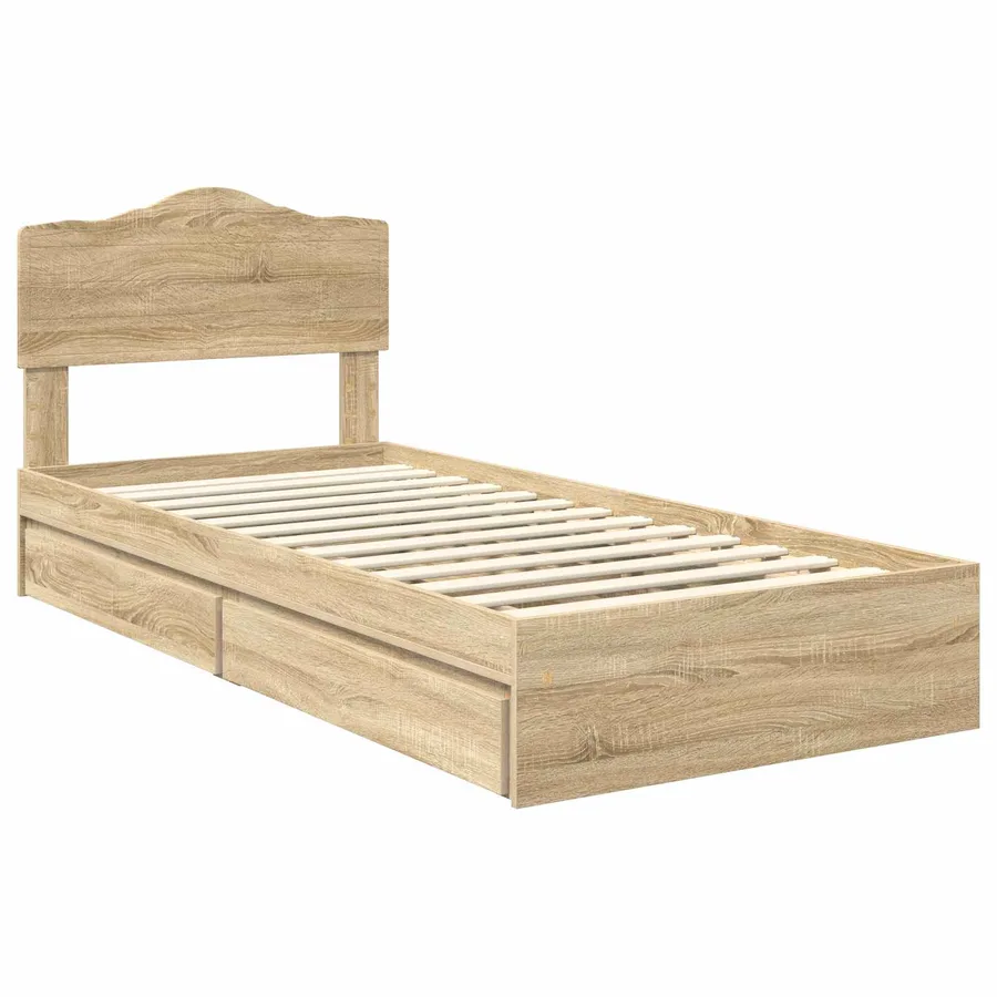 Lit de Rangement Chêne Sonoma 100 x 200 cm Bois d'ingénierie - 4