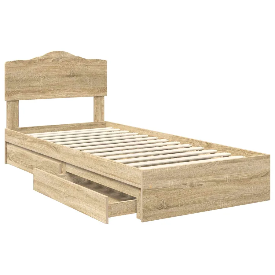 Lit de Rangement Chêne Sonoma 100 x 200 cm Bois d'ingénierie - 5