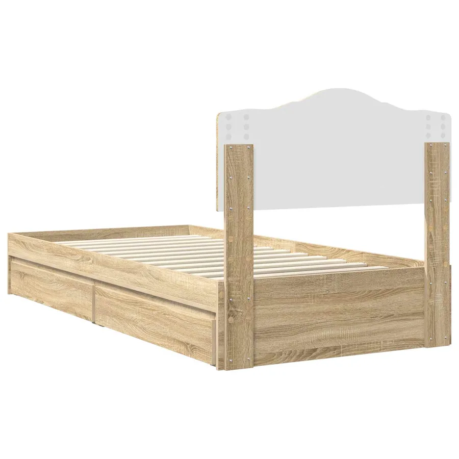 Lit de Rangement Chêne Sonoma 100 x 200 cm Bois d'ingénierie - 8