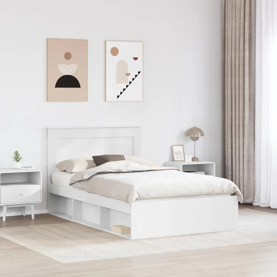 Cadre de lit avec tête de lit Blanc 120 x 200 cm Pin massif - 3