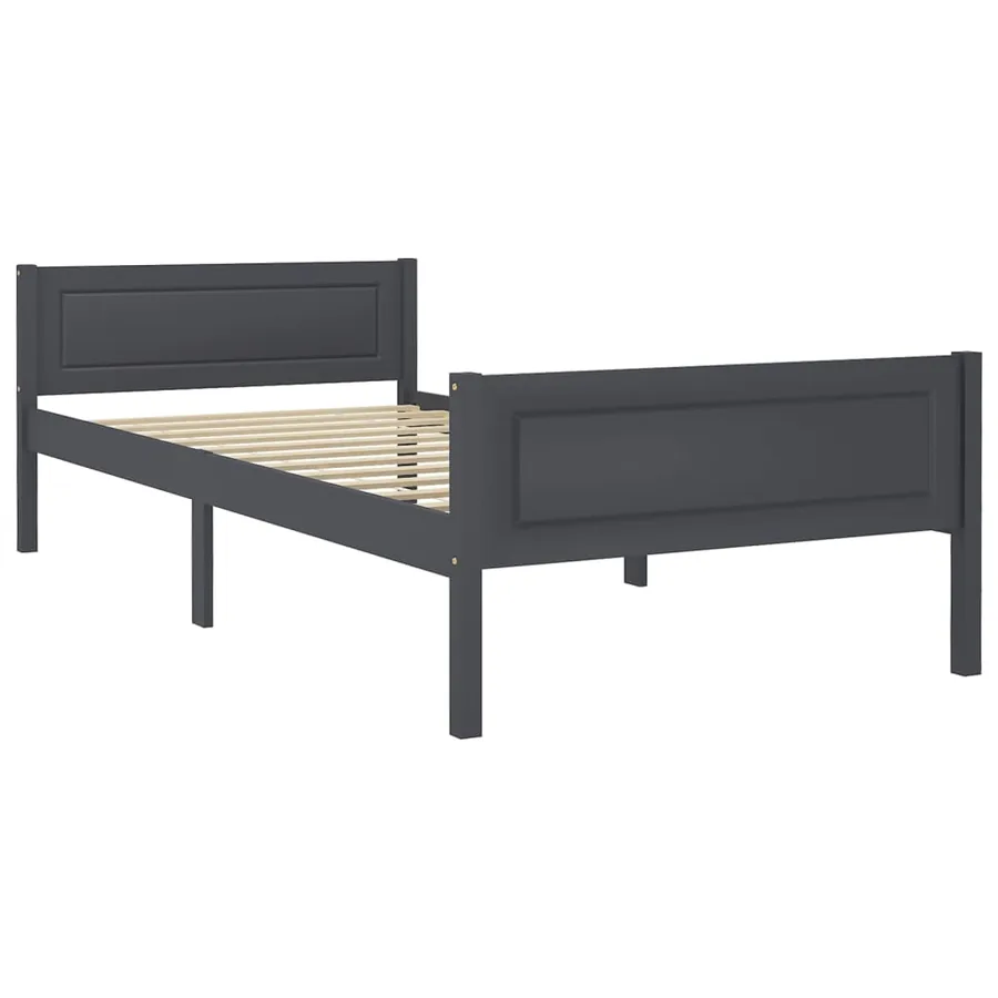 Cadre de lit sans matelas bois massif de pin gris 100x200 cm - 2