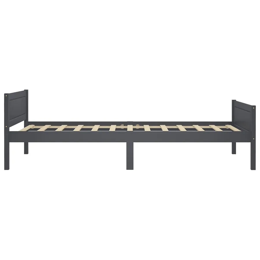 Cadre de lit sans matelas bois massif de pin gris 100x200 cm - 3