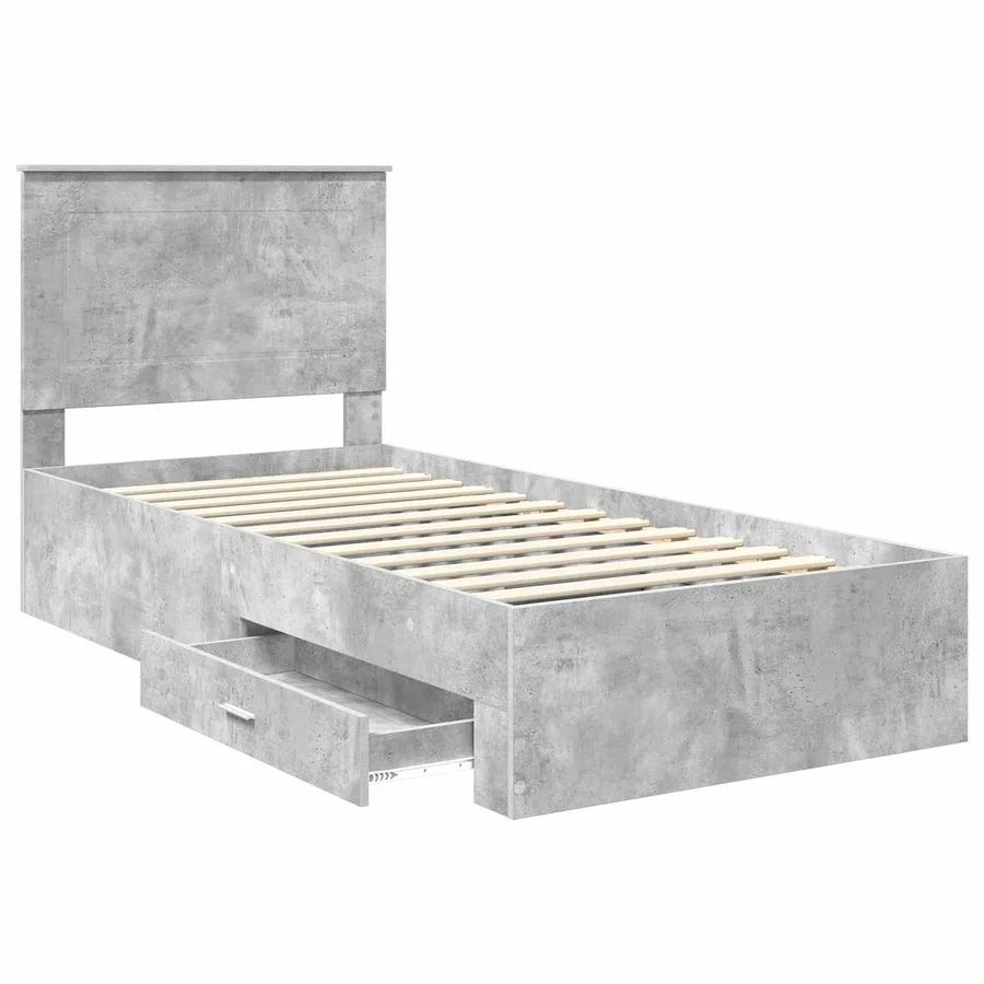 Cadre de lit Gris béton 100 x 200 cm Bois d'ingénierie - 5