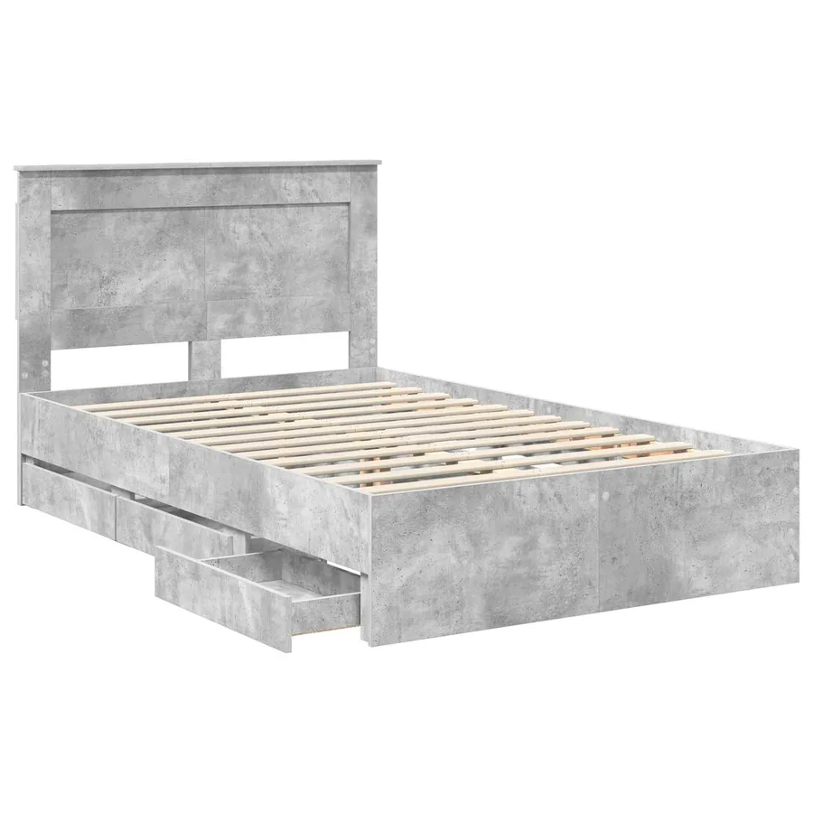 Cadre de lit Gris béton 135 x 190 cm Bois Ingénierie - 5