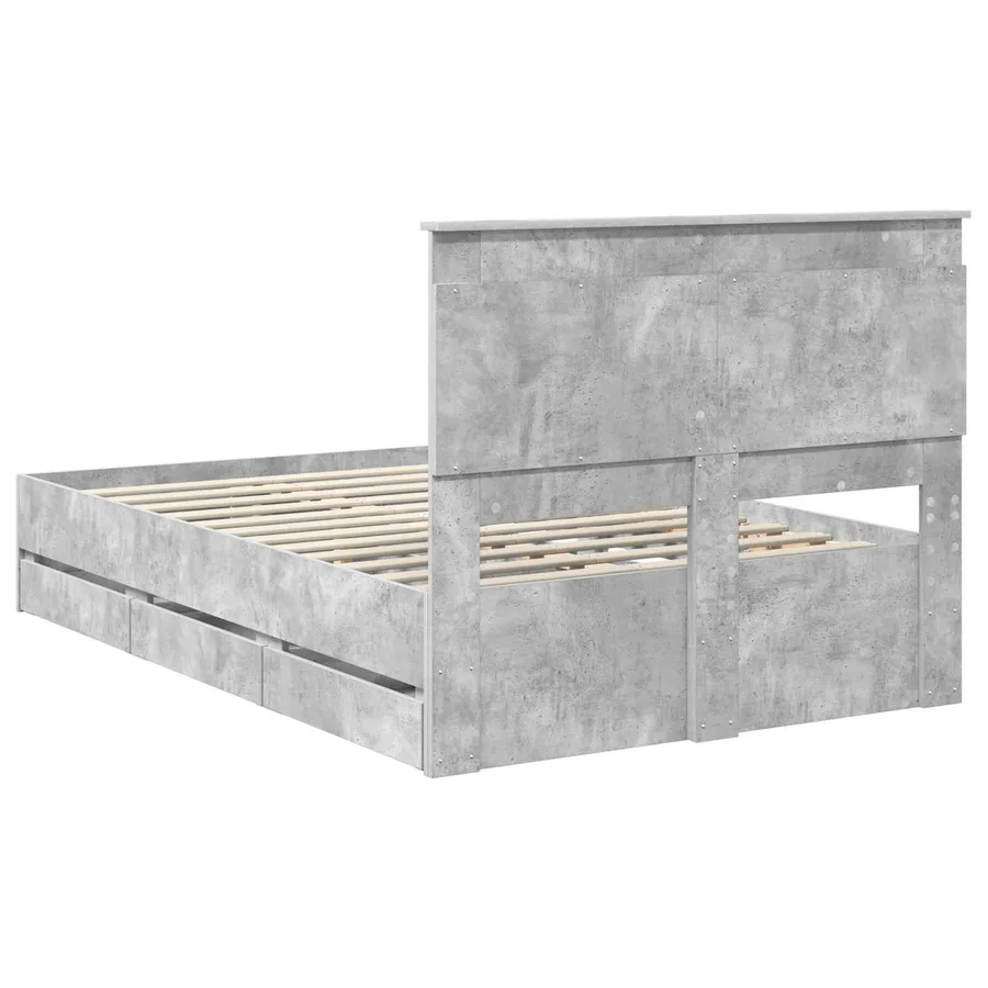 Cadre de lit Gris béton 135 x 190 cm Bois Ingénierie - 8