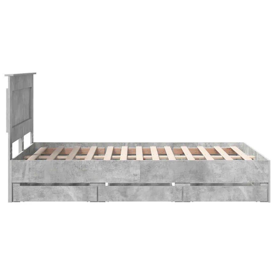 Cadre de lit Gris béton 135 x 190 cm Bois Ingénierie - 9