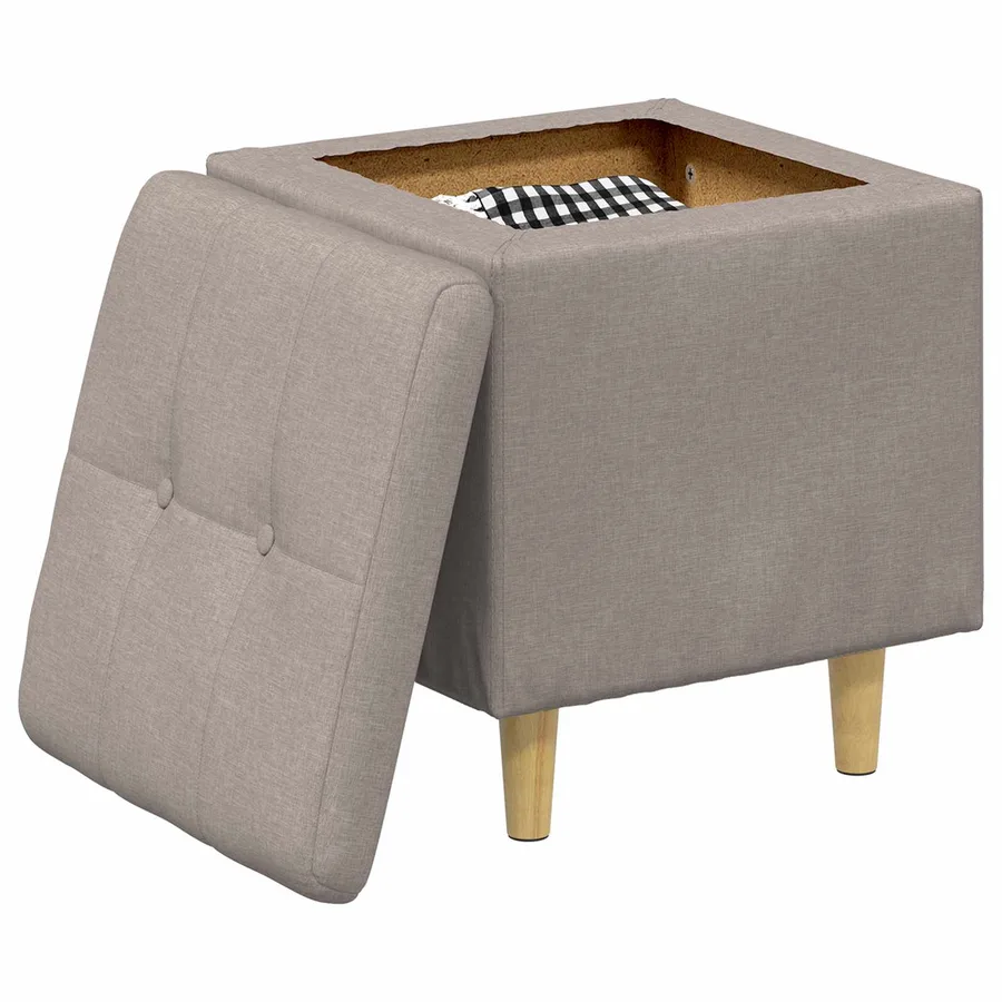 Pouf de rangement avec coussin Taupe 40 x 40 x 45 cm tissu - 3