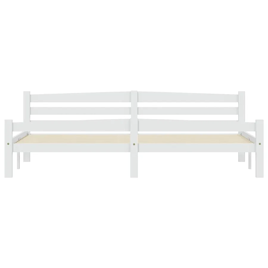 Cadre de lit sans matelas blanc bois massif de pin 200x200 cm - 4